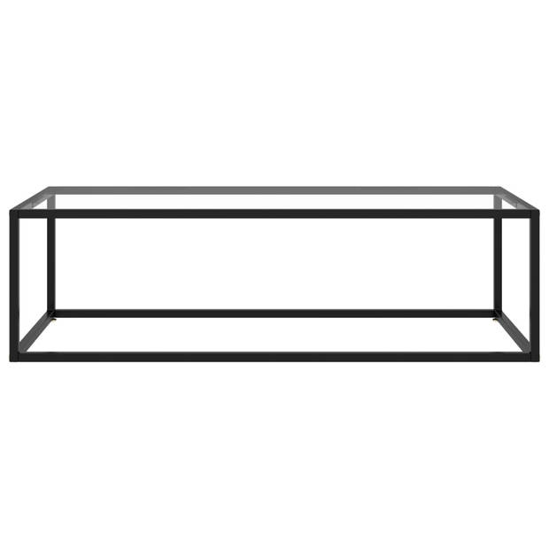 The Living Store Salontafel - Gehard glas en gepoedercoat staal - 120 x 50 x 35 cm - Zwart/transparant