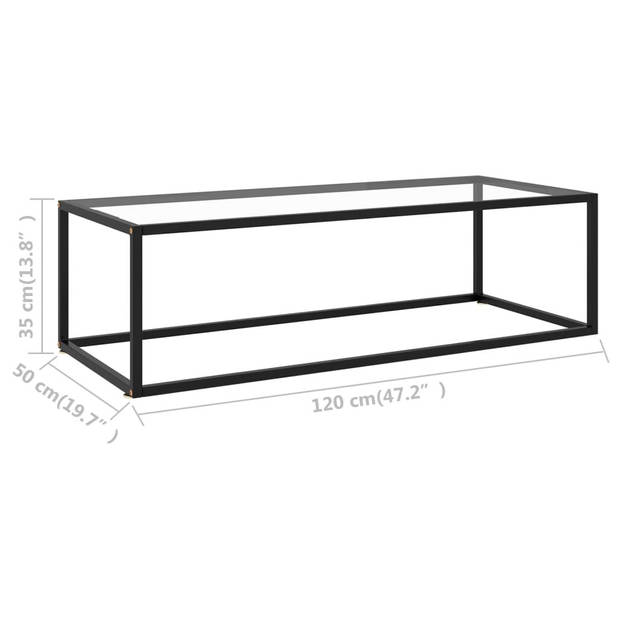 vidaXL Salontafel met gehard glas 120x50x35 cm zwart