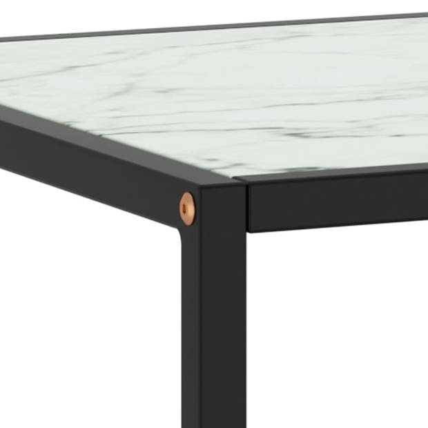 vidaXL Salontafel met wit marmerglas 40x40x50 cm zwart