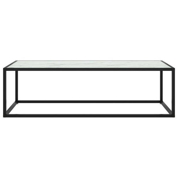 vidaXL Salontafel met wit marmerglas 120x50x35 cm zwart