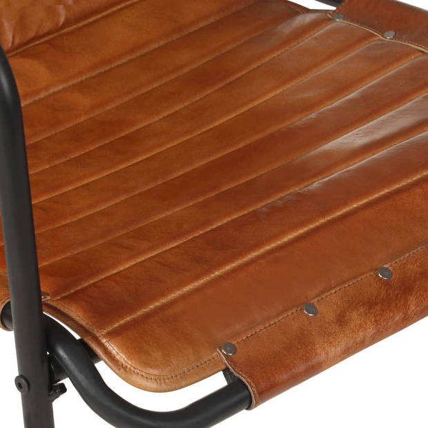 vidaXL Relaxfauteuil met voetenbankje echt leer bruin