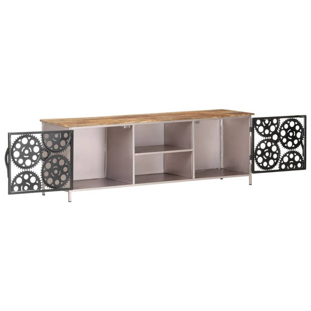 The Living Store TV-meubel Mangohout - 120x30x40 cm - met kettingbladen