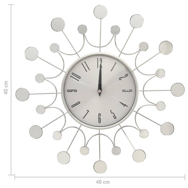 vidaXL Wandklok 40 cm metaal zilverkleurig