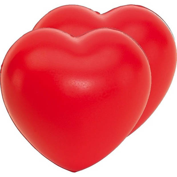 2x Stressballetjes rood hartjes 8 x 7 cm - Stressballen