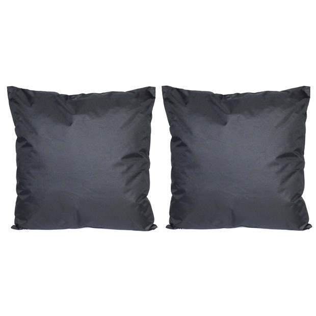 Buiten/woonkamer/slaapkamer kussens in het zwart 45 x 45 cm - Sierkussens