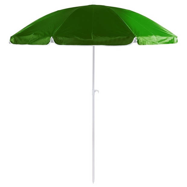 Groen strand/tuin basic parasol van nylon 200 cm + parasolvoet wit - Parasols