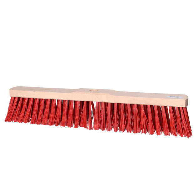 Houten harde straatbezem/buitenbezem - elaston kunststof - rood - breedte 50 cm - Bezem