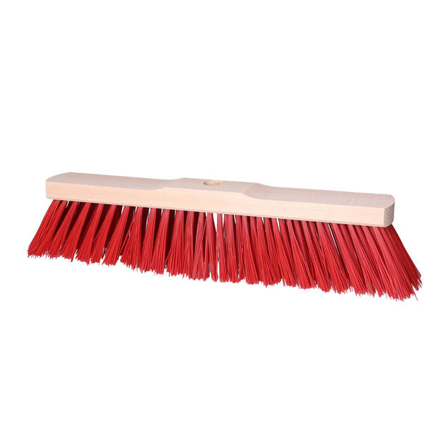 Houten harde straatbezem/buitenbezem elaston rood 40 cm - Bezem