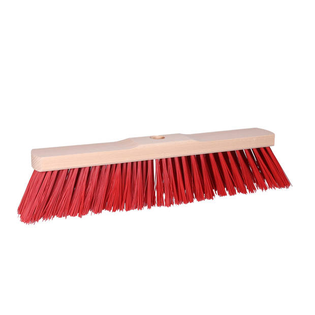 Houten harde straatbezem/buitenbezem elaston rood 40 cm - Bezem