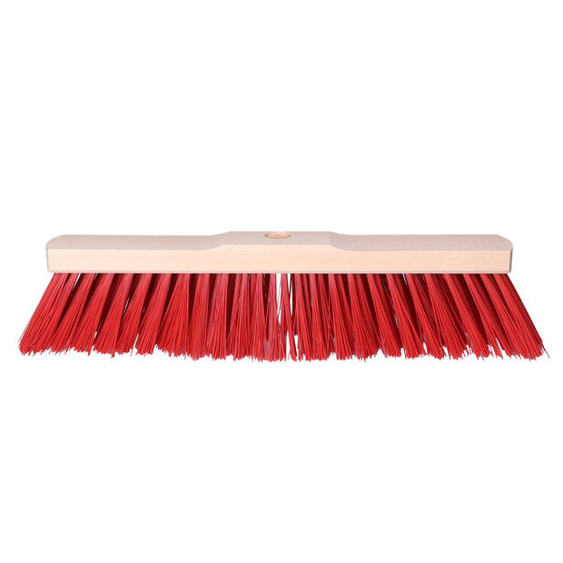 Houten harde straatbezem/buitenbezem elaston rood 40 cm - Bezem