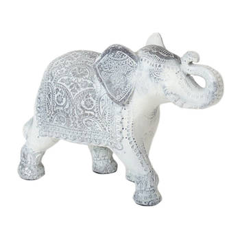 Olifant woondecoratie dieren beeldje wit 24 x 17 x 7 cm - Beeldjes