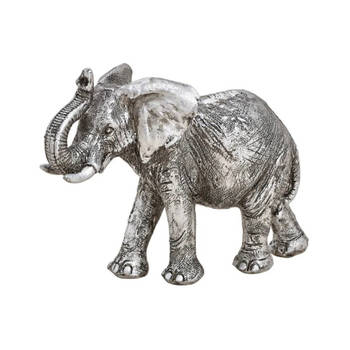 Olifant woondecoratie dieren beeldje zilver 16 x 12 x 6 cm - Beeldjes
