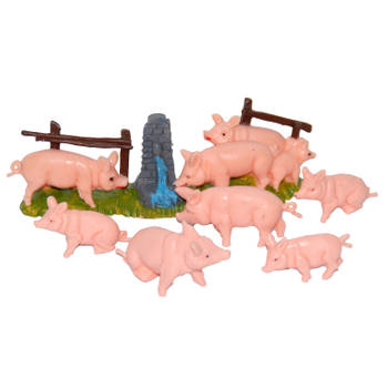 8x Varkens / biggetjes miniatuur beeldjes dierenbeeldjes - Beeldjes