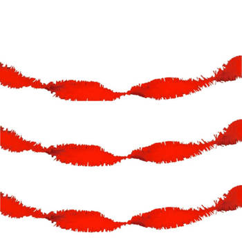 Set van 3x stuks feest/verjaardag versiering slingers rood 24 meter crepe papier - Feestslingers