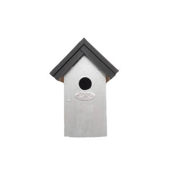 Houten vogelhuisje/nestkastje 22 cm - zwart/zilvergrijs Dhz schilderen pakket - Vogelhuisjes