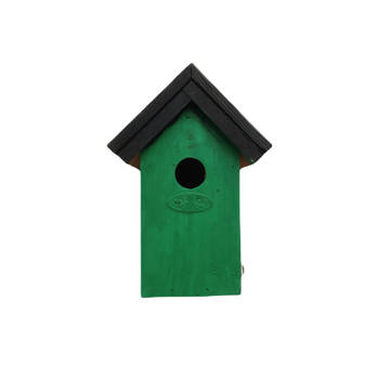 Houten vogelhuisje/nestkastje 22 cm - zwart/groen Dhz schilderen pakket - Vogelhuisjes