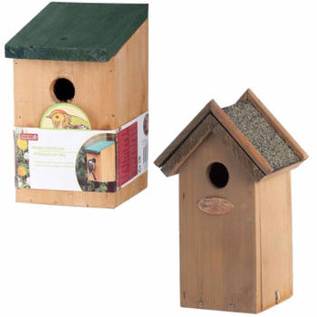 Voordeelset van 2x stuks houten vogelhuisjes/nestkastjes - Vogelhuisjes