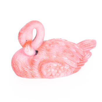 Dierenbeeld drijvende flamingo vogel 21 cm tuindecoratie - Tuinbeelden