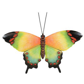 Tuindecoratie vlinder van metaal groen 48 cm - Tuinbeelden