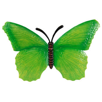 Groen metalen tuindecoratie vlinder 40 cm - Tuinbeelden