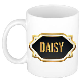 Daisy naam / voornaam kado beker / mok met goudkleurig embleem - Naam mokken