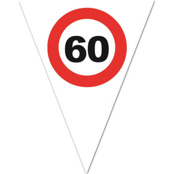 Leeftijd verjaardag vlaggenlijn met 60 jaar stopbord opdruk 5 meter - Vlaggenlijnen