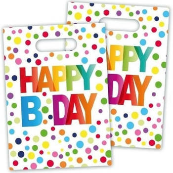 32x Happy Birthday feestzakjes/snoepzakjes 22 cm - Uitdeelzakjes