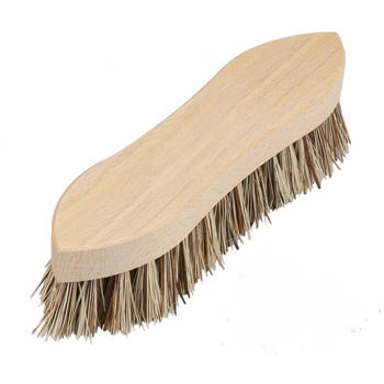 Schrobborstel van hout met fiber/palmvezel spitse neus bruin - Schrobborstels