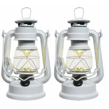 Set van 2x stuks witte camping lantaarns 25 cm LED licht - Lantaarns