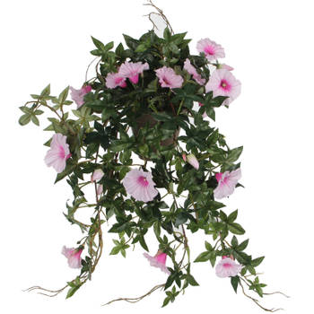 Mica Decorations Kunstplant - Petunia - groen met lichtroze - 50 cm - Kunstplanten