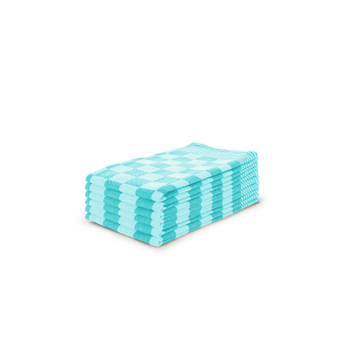 Eleganzzz Theedoekenset Blok 65x65cm - turquoise - set van 6