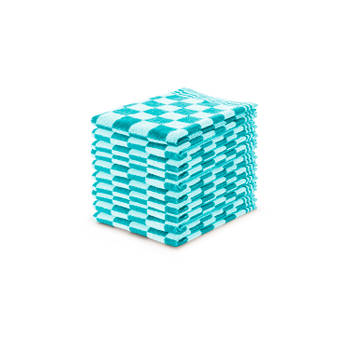 Eleganzzz Keukendoekset Blok 50x50cm - turquoise - set van 10