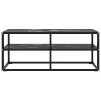 The Living Store Televisiekast Stereokast - 100 x 40 x 40 cm - zwart gehard glas