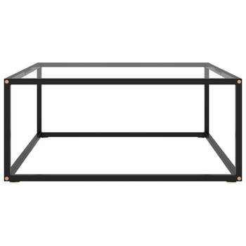 The Living Store Salontafel Zwart Gehard Glas - 80x80x35cm - Montage vereist