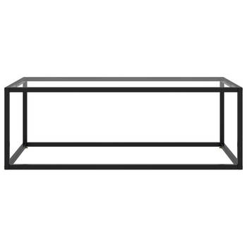 The Living Store Salontafel - Gehard glas en gepoedercoat staal - 100 x 50 x 35 cm - Zwart en transparant