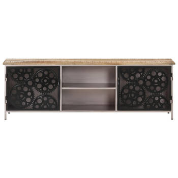 The Living Store TV-meubel Mangohout - 120x30x40 cm - met kettingbladen