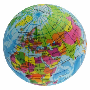 1x Anti-stress balletje planeet aarde/wereldbol/globe 7 cm - Stressballen