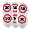 12x Leeftijd verjaardag ballonnen met 30 jaar stopbord opdruk 28 cm - Ballonnen
