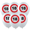 12x Leeftijd verjaardag ballonnen met 18 jaar stopbord opdruk 28 cm - Ballonnen