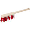 Houten stoffer/handveger - elaston haren - rood - voor buiten - 38 cm - Stoffer en blik