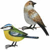 Decoratie vogels/muurvogels Huismus en Pimpelmees voor in de tuin 38 cm - Tuinbeelden