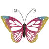 Grote roze deco vlinder/muurvlinder van metaal 51 x 38 cm tuindecoratie - Tuinbeelden