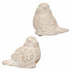 Decoratie dieren beelden set van 2x stuks mussen vogels wit 8 cm - Tuinbeelden