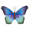 Tuindecoratie vlinder van metaal blauw 48 cm - Tuinbeelden