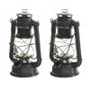 Lumineo Stormlantaarn - set 2x - LED licht - antraciet grijs - 24 cm - Lantaarns