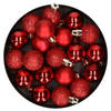 60x stuks kleine kunststof kerstballen rood 3 cm mat/glans/glitter - Kerstbal