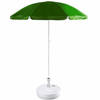 Groen strand/tuin basic parasol van nylon 200 cm + parasolvoet wit rotan - Parasols