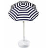 Blauw gestreepte strand/tuin basic parasol van nylon 180 cm + parasolvoet wit - Parasols