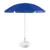 Blauw strand/tuin basic parasol van nylon 200 cm + parasolvoet wit - Parasols