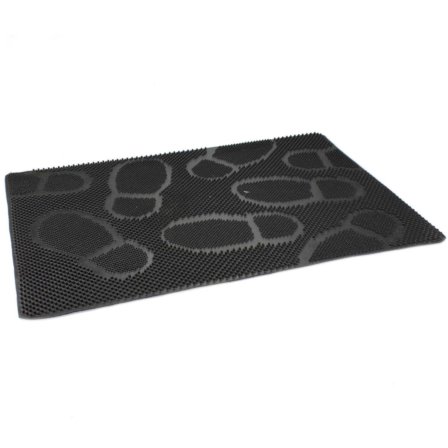 Rubberen deurmat/buitenmat zwart met noppen 60 x 40 cm - Anti slip vloermatten geschikt voor binnen en buiten